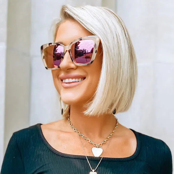 Diff Eyewear Becky IV Cream Tortoise with Pink Mirror Lens