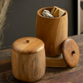 Set Of Two Teak Wood Canisters Kalalou