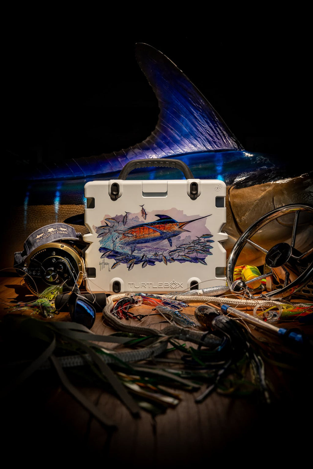 A lifestyle photo of Grande Guy Harvey speaker #base-color_guy-harvey-artist-series
