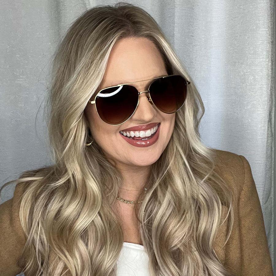 DIFF EYEWEAR Dash Brushed Gold + Coffee Gradient