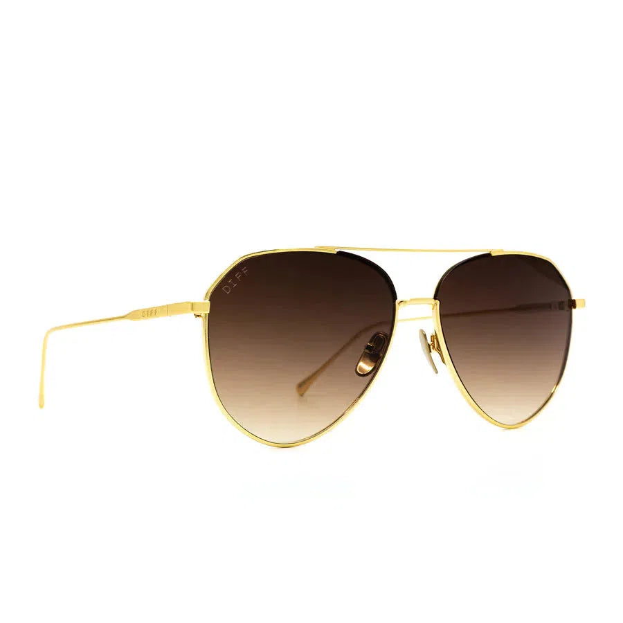 DIFF EYEWEAR Dash Brushed Gold + Coffee Gradient