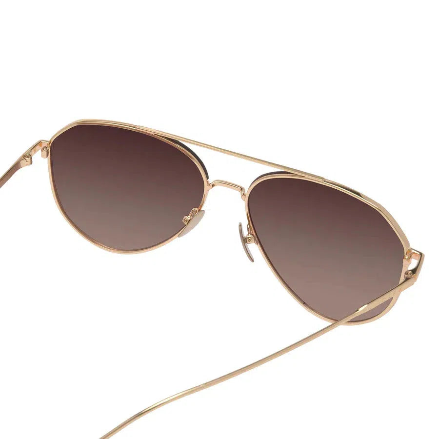 DIFF EYEWEAR Dash Brushed Gold + Coffee Gradient