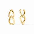 Gold hoop earrings on a white background