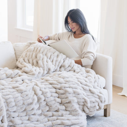 Double Ruched Faux Fur Blankets