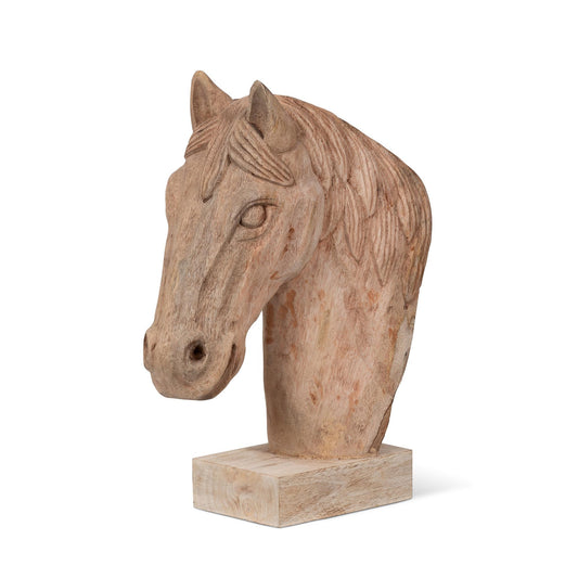 Hard Carved Wooden Stallion Sculpture