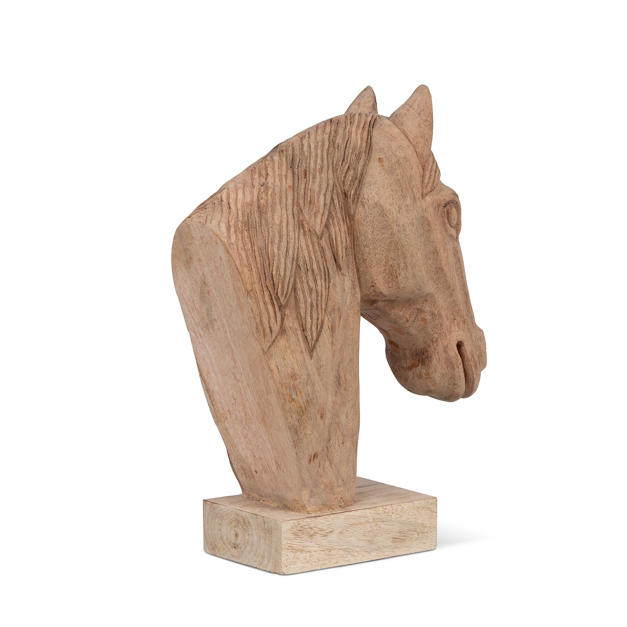 Hard Carved Wooden Stallion Sculpture