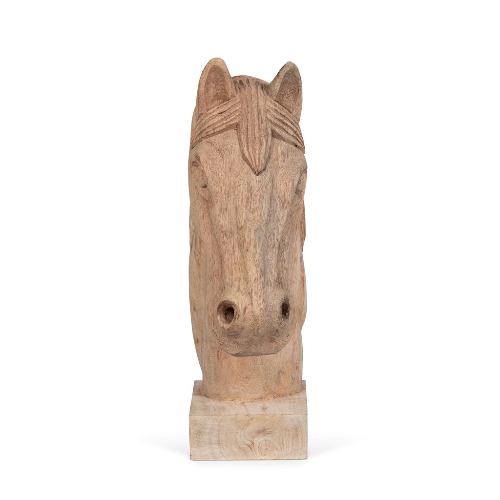 Hard Carved Wooden Stallion Sculpture