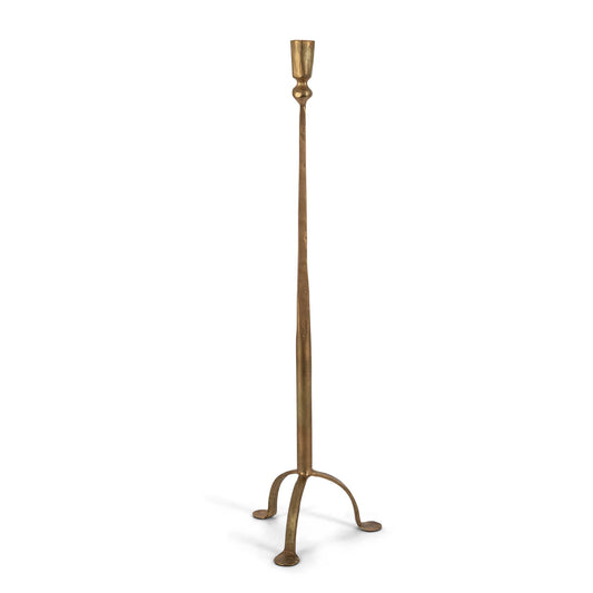 Antique Gold Iron Candlestick, 28"