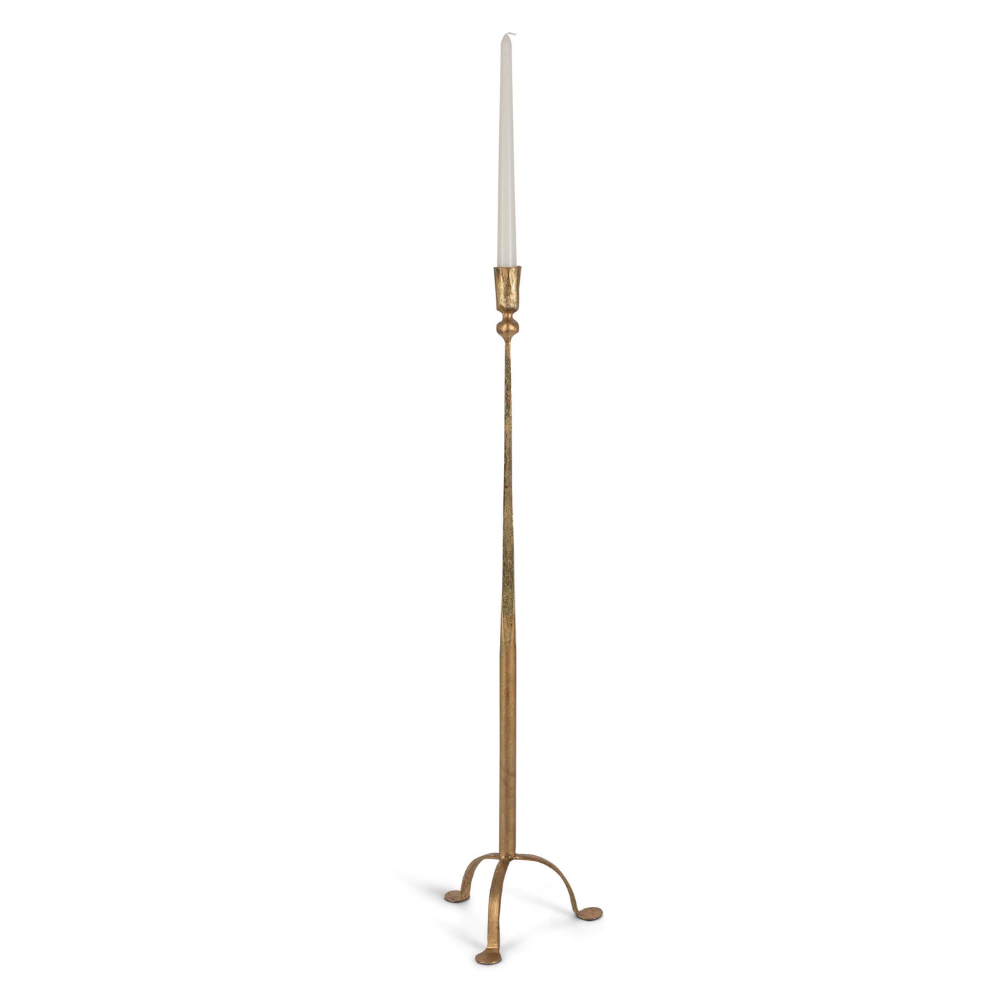 Antique Gold Iron Candlestick, 23"