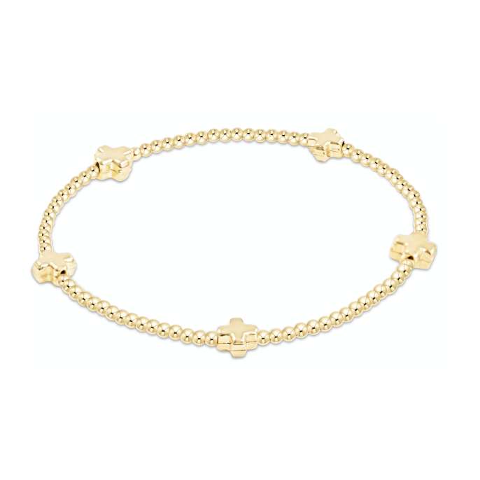 enewton signature cross small gold pattern 2mm bead bracelet
