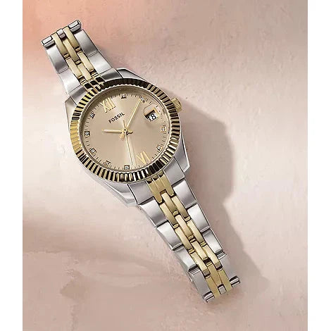 FOSSIL Women's Scarlette Mini Three-Hand Date Stainless Steel Two-Tone Watch