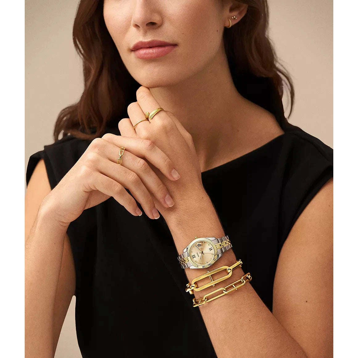 FOSSIL Women's Scarlette Mini Three-Hand Date Stainless Steel Two-Tone Watch