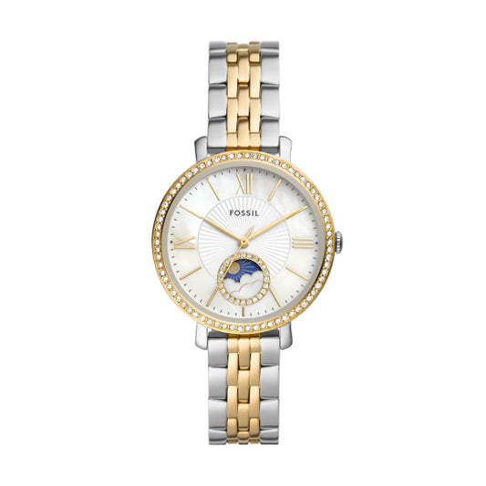 Jacqueline Sun Moon Multifunction Two-Tone Stainless Steel Watch