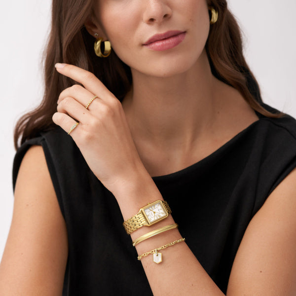 FOSSIL Women's Raquel Three-Hand Date Gold Stainless Steel Watch