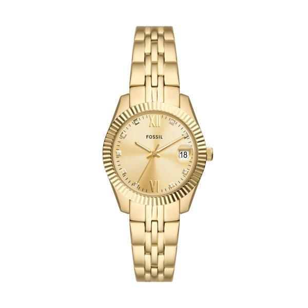FOSSIL Women's Scarlette Three-Hand Date Gold-Tone Stainless Steel Watch