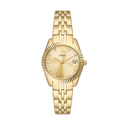 Fossil Women's Scarlette Three-Hand Date Gold-Tone Stainless Steel Watch