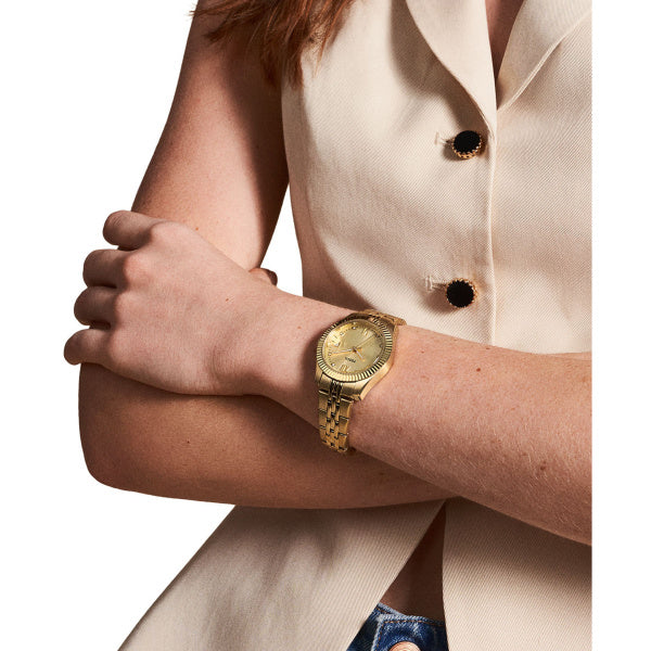 FOSSIL Women's Scarlette Three-Hand Date Gold-Tone Stainless Steel Watch
