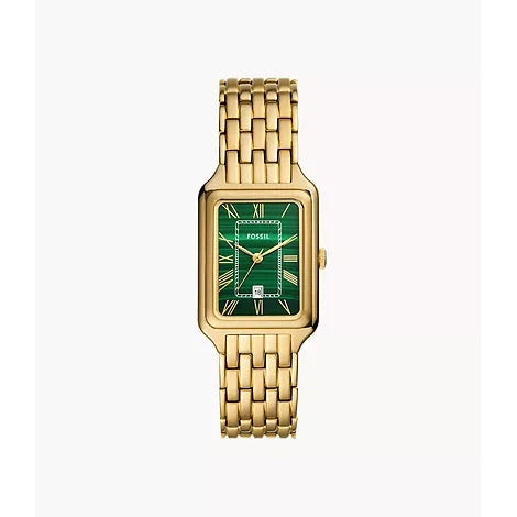 FOSSIL Women's Raquel Three-Hand Date Gold-Tone Stainless Steel Watch