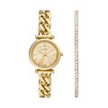 FOSSIL Women's Carlie Three-Hand Gold-Tone Stainless Steel Watch and Bracelet Set