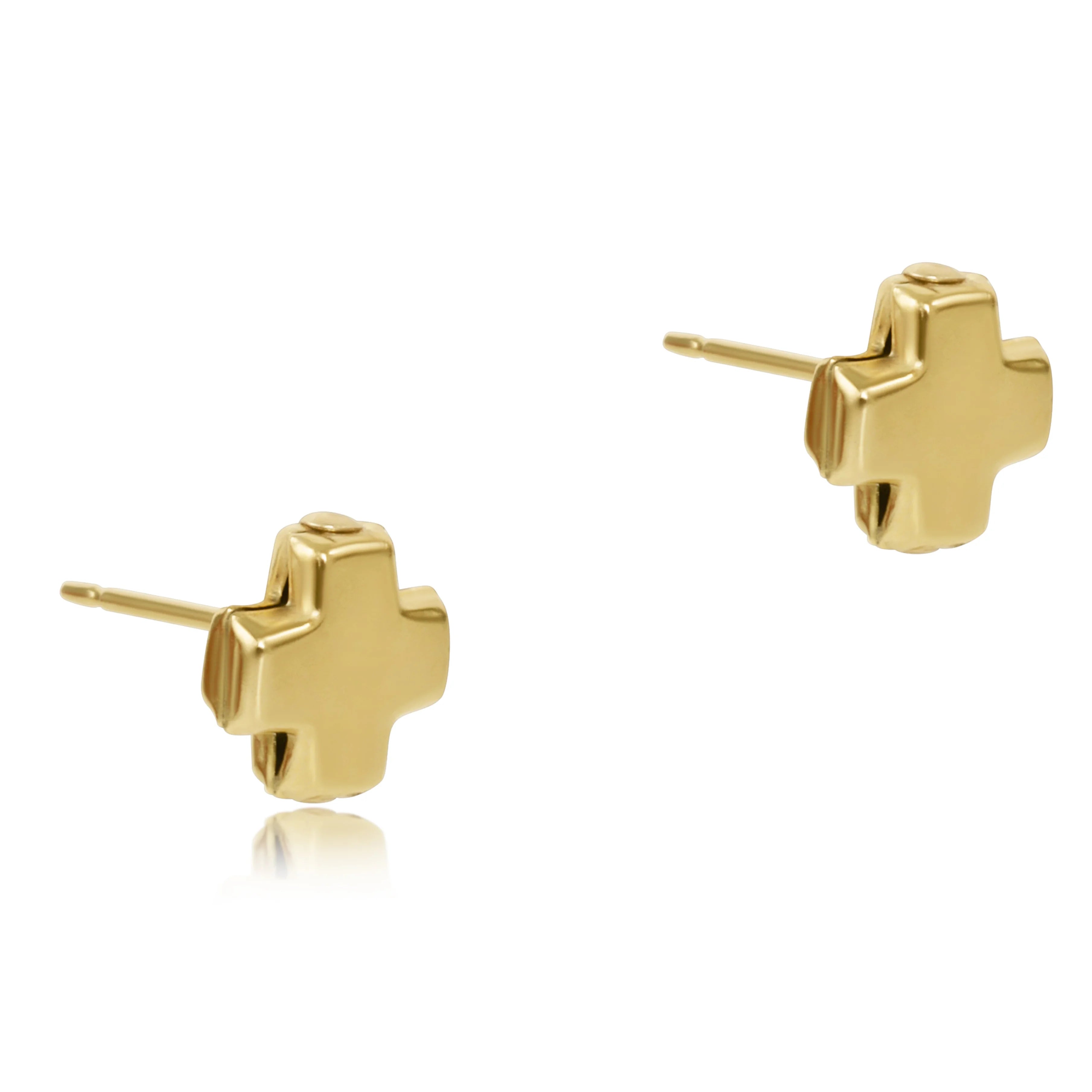 signature cross stud, gold