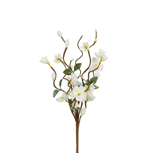 RAZ Imports White Floral Pussy Willow Pick