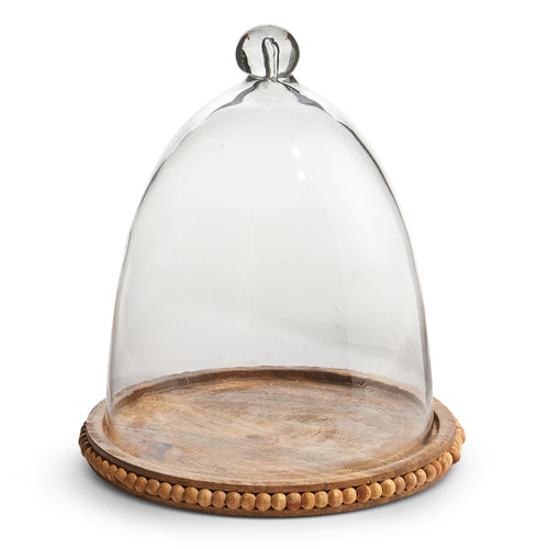 Wood Beaded Trays with Cloche