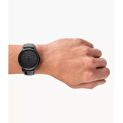 Fossil Men's The Minimalist Two-Hand Black Leather Watch