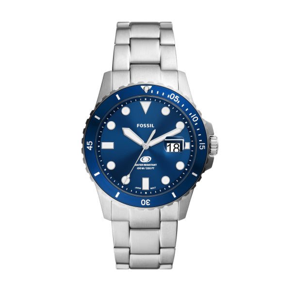 FOSSIL Men's Blue Dive Three-Hand Date Stainless Steel Watch