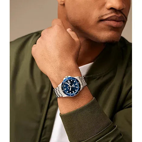 FOSSIL Men's Blue Dive Three-Hand Date Stainless Steel Watch