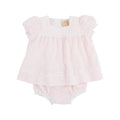 Flossy Frock Set with Bloomers, Darien Dot & Worth Avenue White