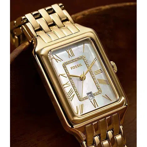 FOSSIL Women's Raquel Three-Hand Date Gold Stainless Steel Watch, Gold