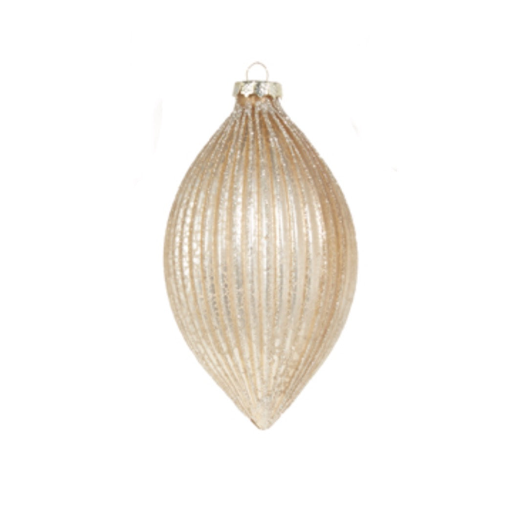 Champagne Glitter Ribbed Ornament
