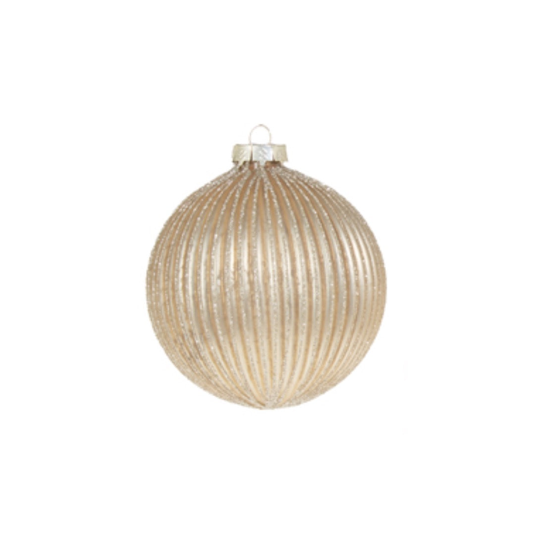 Champagne Glitter Ribbed Ornament