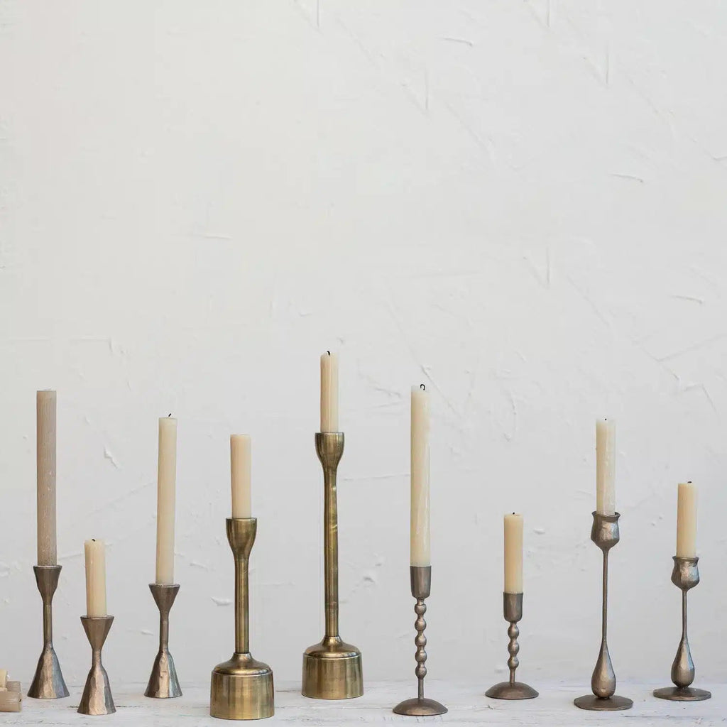 Hand-Forged Iron Taper Holders, Antique Brass Finish, Set of 2 | Bridal Shower Maddi Eddings & Tucker Clark