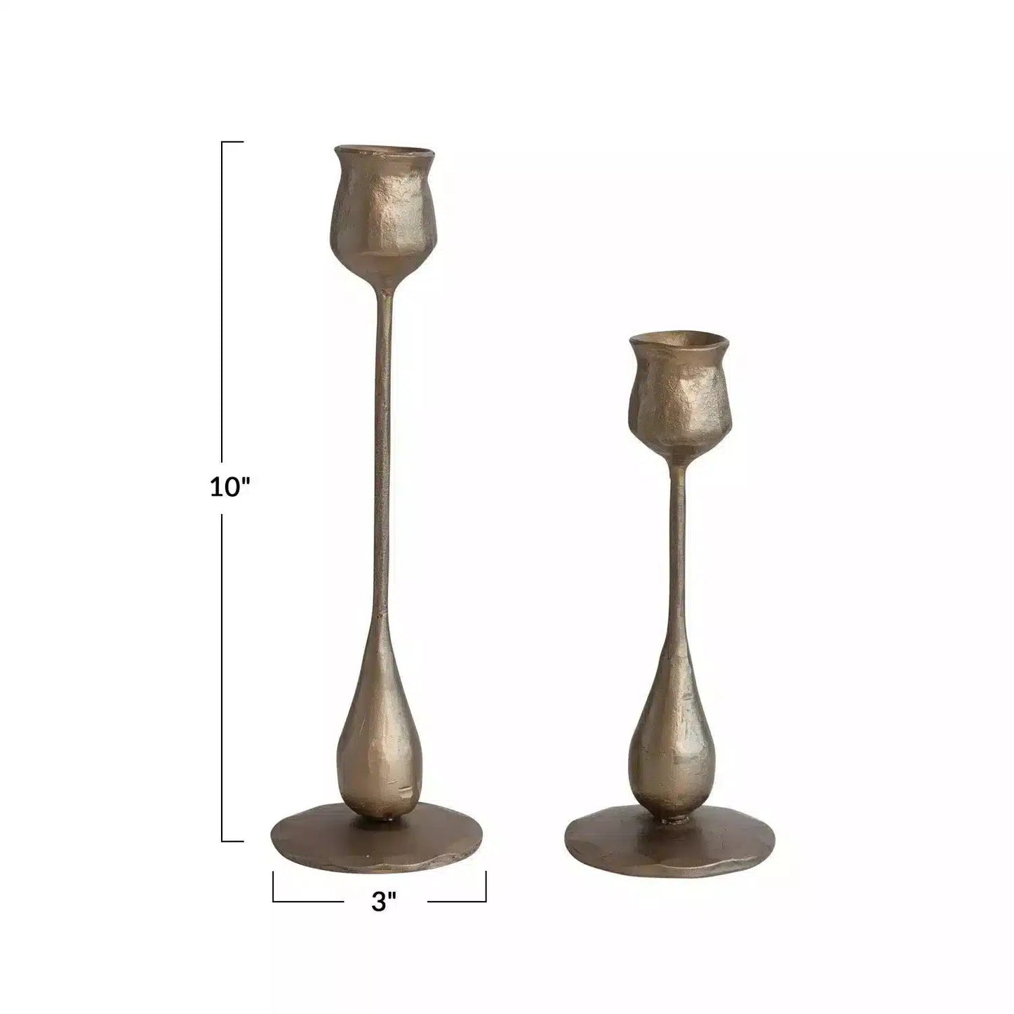 Hand-Forged Iron Taper Holders, Antique Brass Finish, Set of 2 | Bridal Shower Myla Wagstaff & Kaleb Oswalt