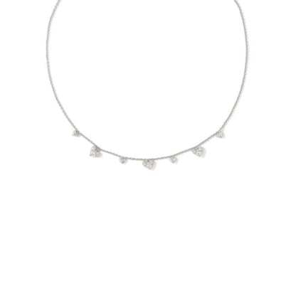 Kendra Scott Haven Heart Crystal Choker Necklace in Silver White CZ
