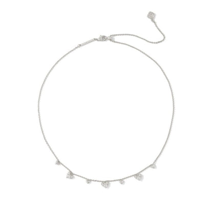 Kendra Scott Haven Heart Crystal Choker Necklace in Silver White CZ