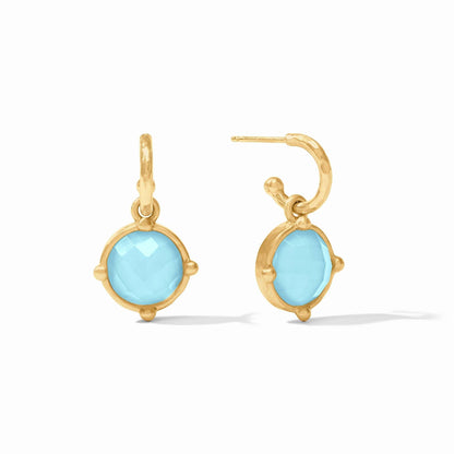 Julie Vos Honeybee Hoop & Charm Earring in Iridescent Capri Blue