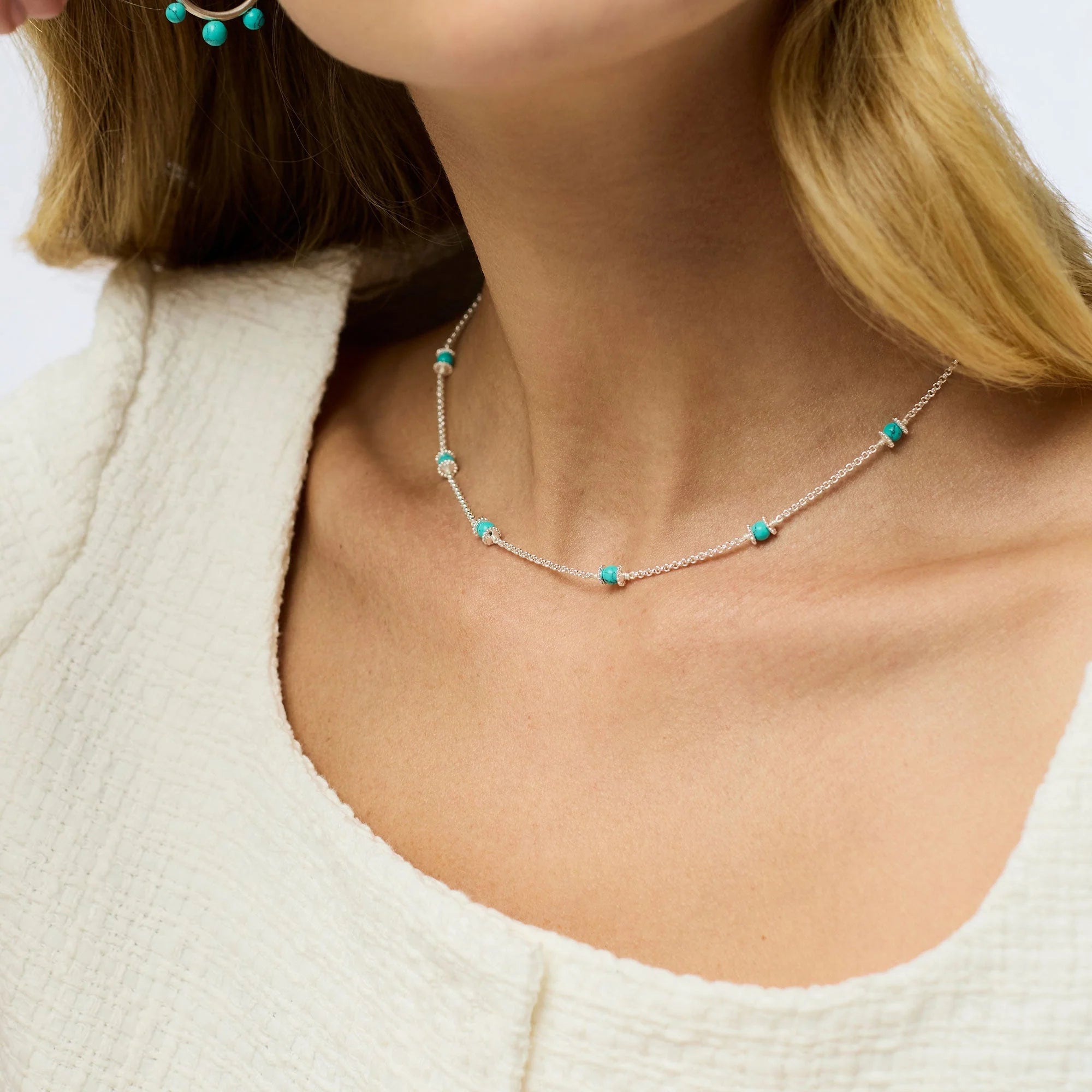 Hydra Delicate Station Necklace, Silver