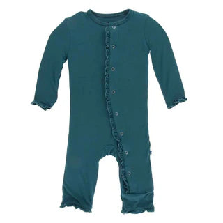 Solid Classic Ruffle Coverall with Snaps