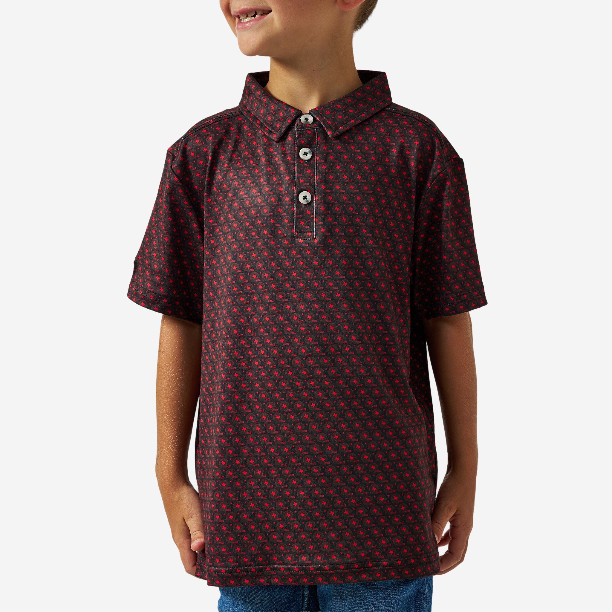 Youth Performance Polo - Vintage Helmets- Black And Red