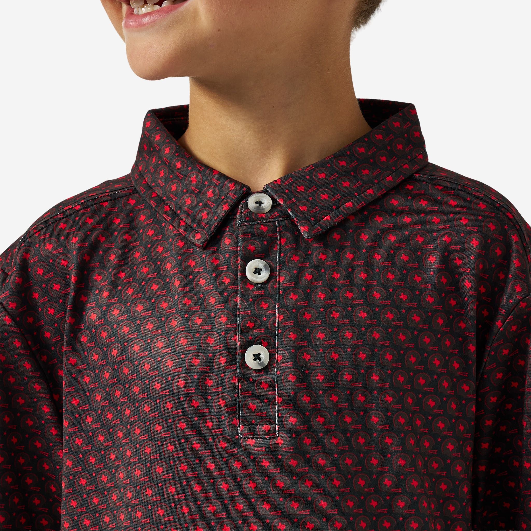 Youth Performance Polo - Vintage Helmets- Black And Red