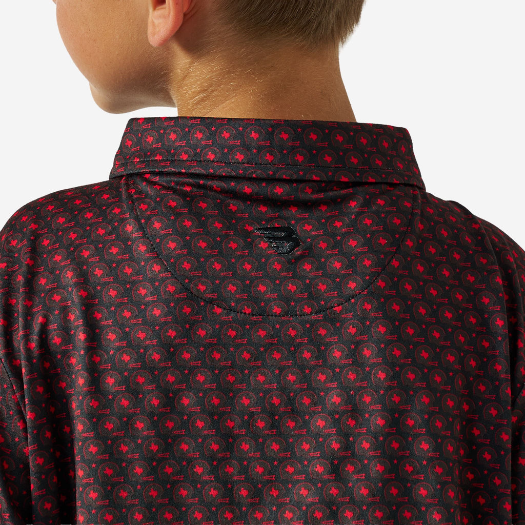Youth Performance Polo - Vintage Helmets- Black And Red