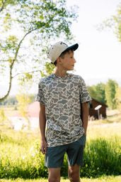 Youth S/S Performance Hoodie - Classic Deer Camo