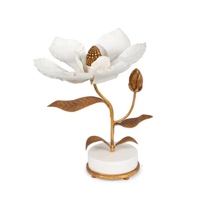 Hand Sculpted Magnolia Candle Holder, 10"