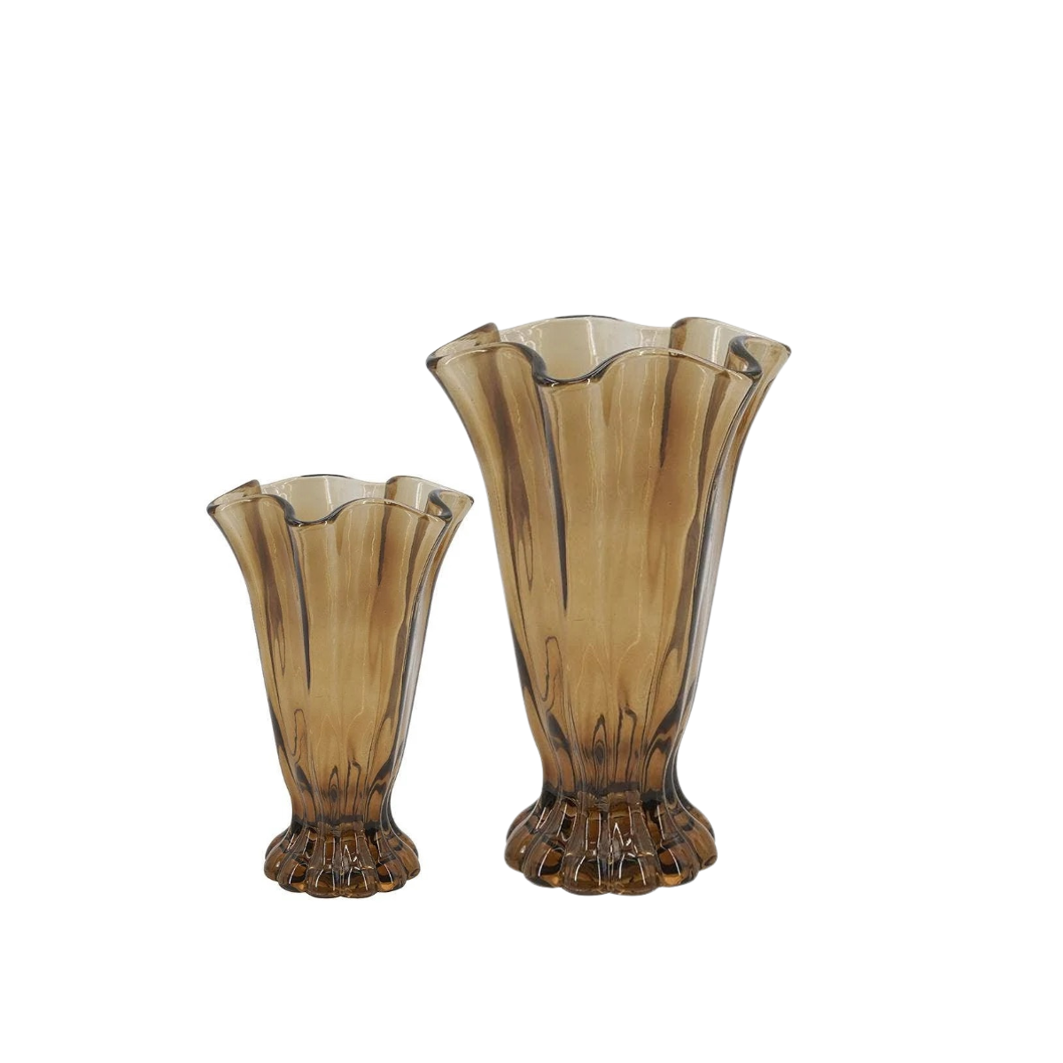 Vintage Brown Ruffle Glass Vases | Bridal Shower Kennedy Bush & Jake Liker