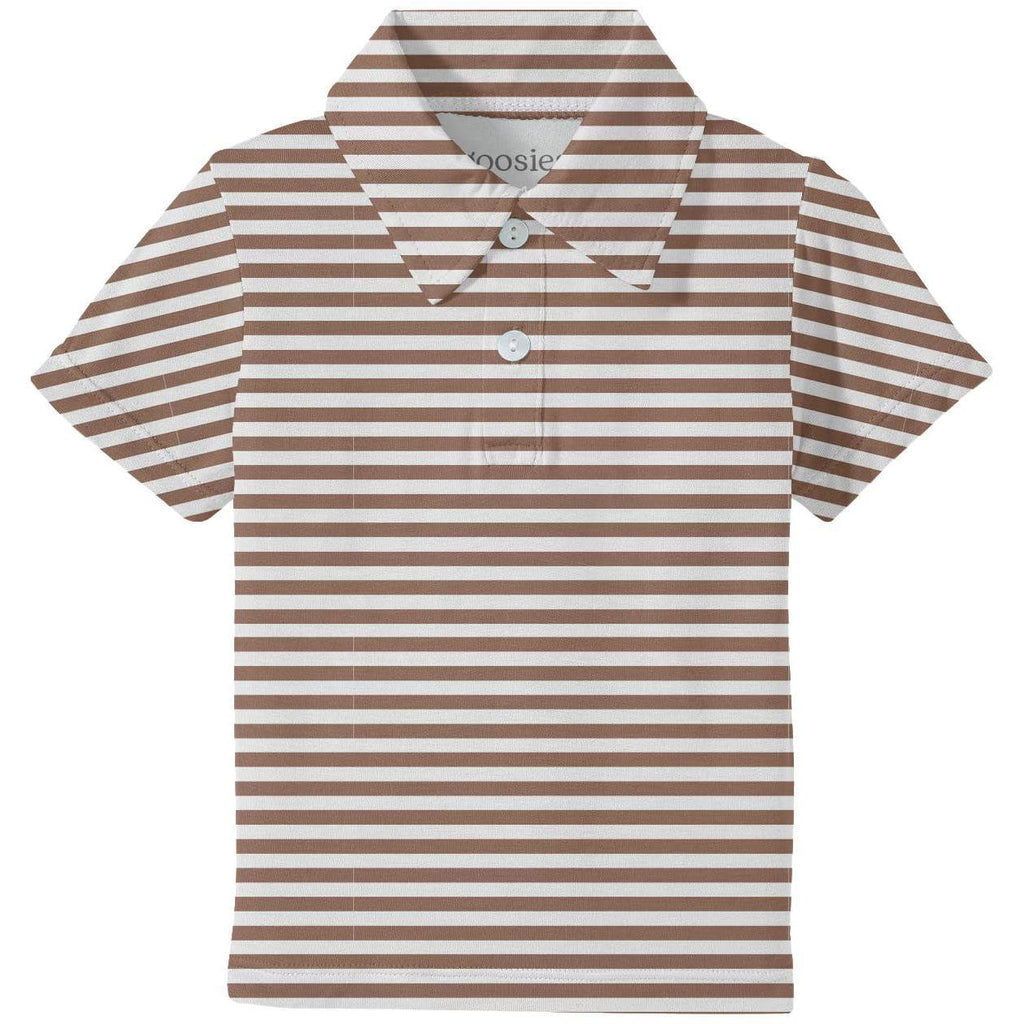 Short Sleeve Polo Shirt, Chocolate Stripes