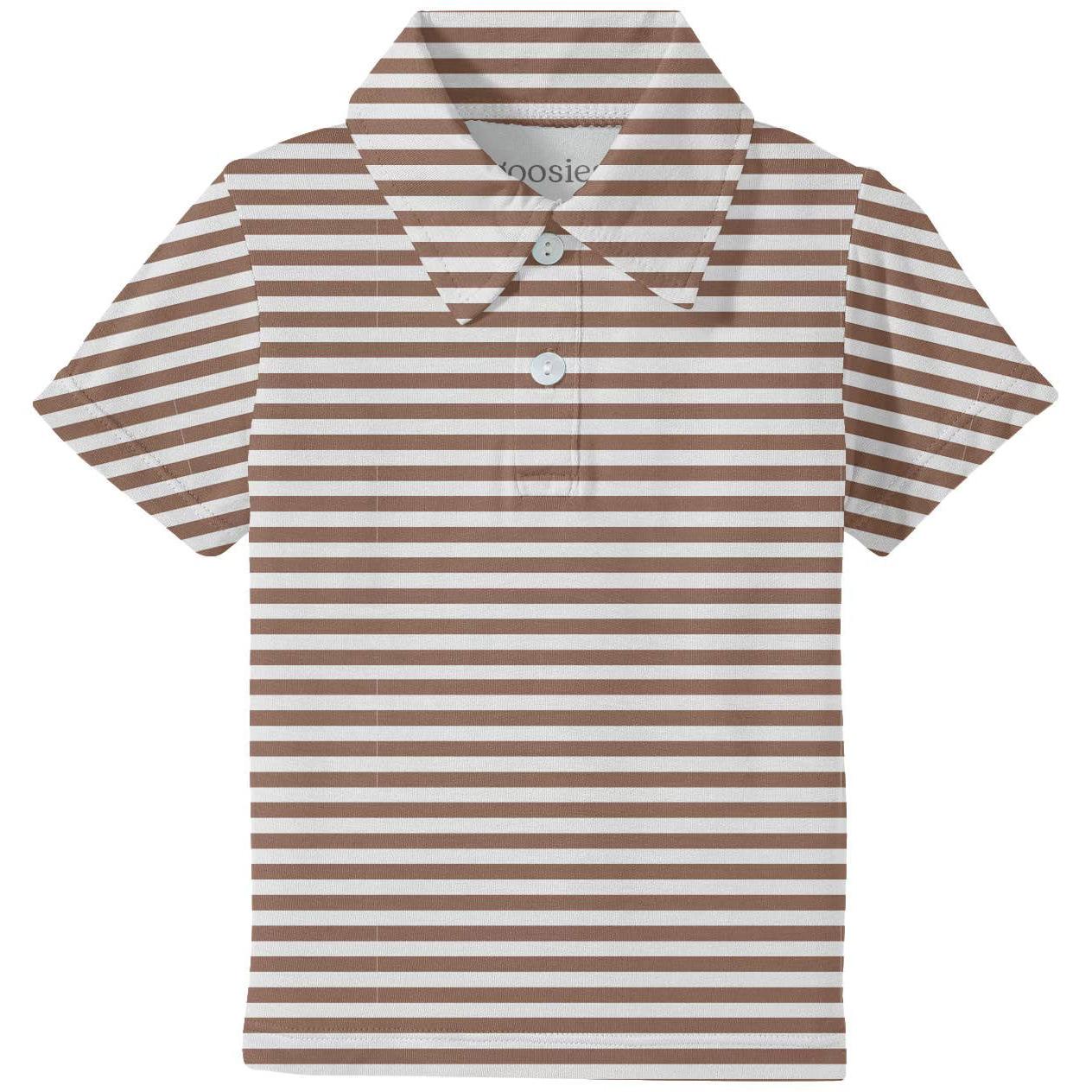 Short Sleeve Polo Shirt, Chocolate Stripes