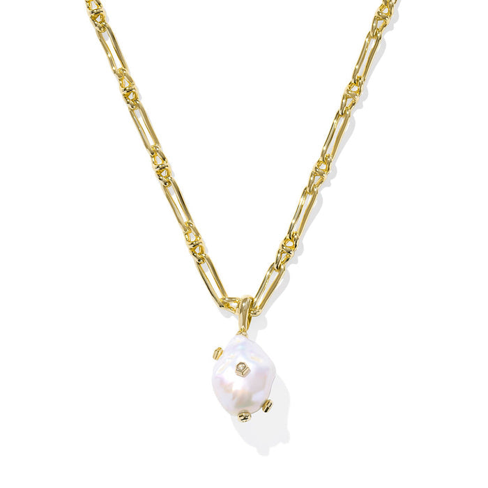 Kendra Scott Melody Small Long Pendant Necklace Gold Freshwater Cultured Pearl