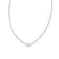 Kendra Scott Mini Elisa Satellite Short Pendant Necklace Silver Ivory Mother of Pearl